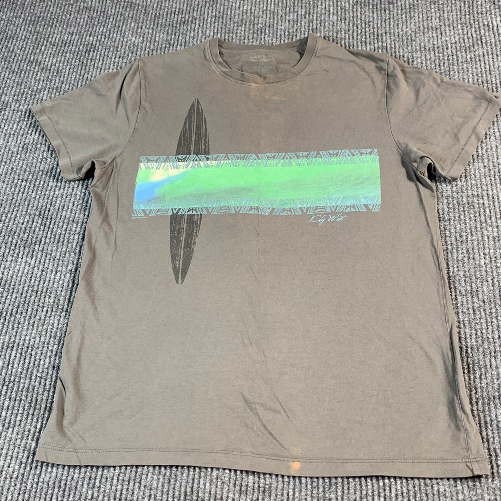 Crazy Shirts T Shirt Mens Small Gray Pima Cotton Surfing‎ Beach Faded Stained